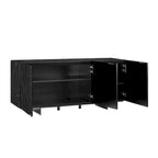 Buffet/bahut noir/blanc/gris avec 3 portes à fermeture amortie, 150 cm