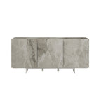 Buffet/bahut noir/blanc/gris avec 3 portes à fermeture amortie, 150 cm