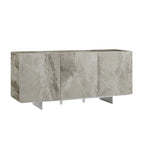 Buffet/bahut noir/blanc/gris avec 3 portes à fermeture amortie, 150 cm