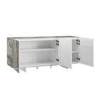 Buffet/bahut noir/blanc/gris avec 3 portes à fermeture amortie, 150 cm