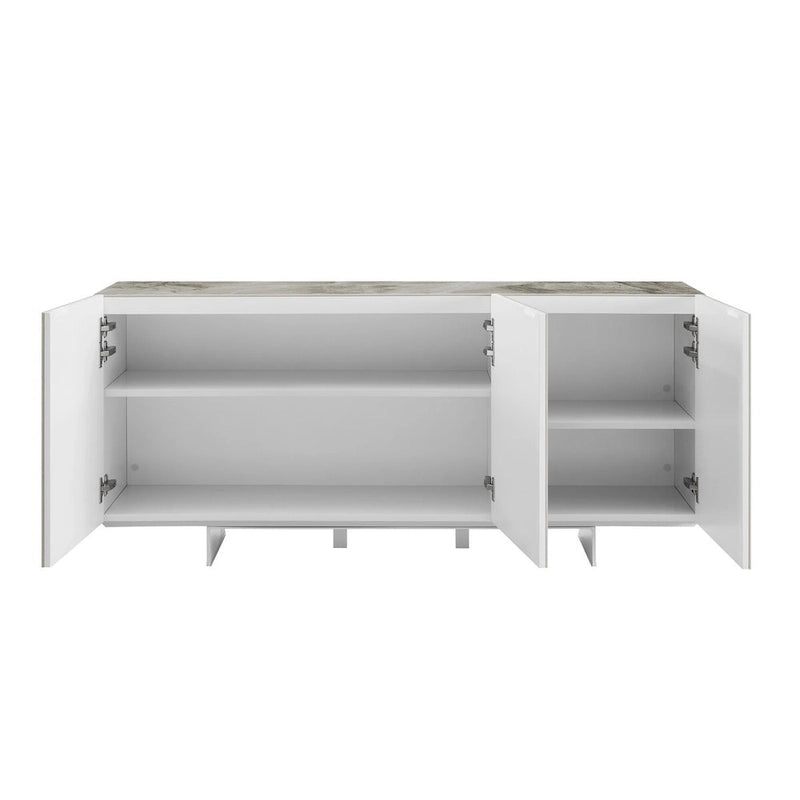 Buffet/bahut noir/blanc/gris avec 3 portes à fermeture amortie, 150 cm