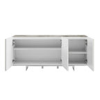 Buffet/bahut noir/blanc/gris avec 3 portes à fermeture amortie, 150 cm