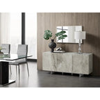 Buffet/bahut noir/blanc/gris avec 3 portes à fermeture amortie, 150 cm