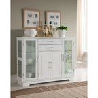 Meuble de rangement de cuisine en bois blanc avec portes vitrées, 2 portes