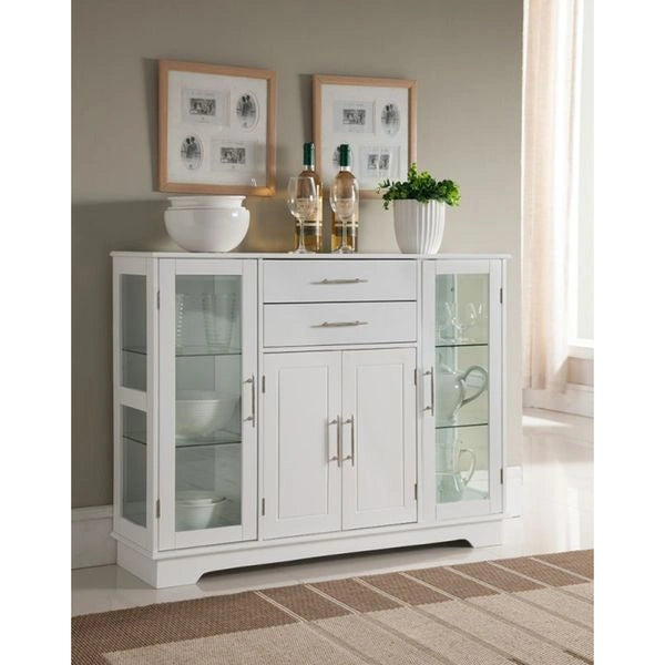 Meuble de rangement de cuisine en bois blanc avec portes vitrées, 2 portes
