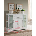 Meuble de rangement de cuisine en bois blanc avec portes vitrées, 2 portes