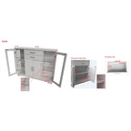 Meuble de rangement de cuisine en bois blanc avec portes vitrées, 2 portes
