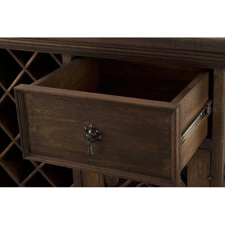 Meuble-cave en bois de récupération et fer forgé, rustique et fait main, pour une personne, marron foncé