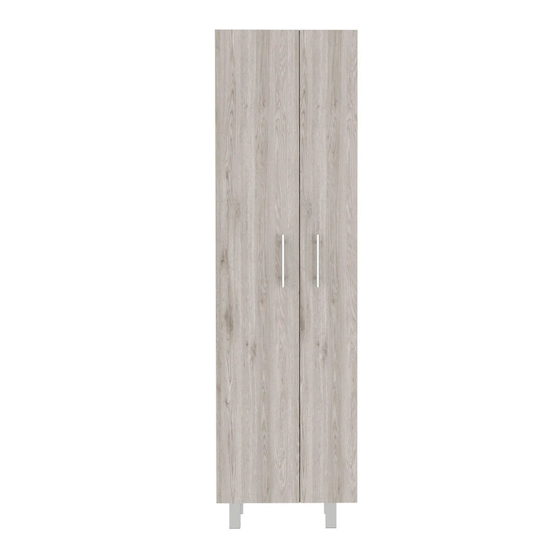 Meuble de rangement à deux portes, 4 pieds, 5 étagères, Multicolore / Blanc