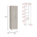 Meuble de rangement à deux portes, 4 pieds, 5 étagères, Multicolore / Blanc