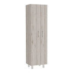 Meuble de rangement à deux portes, 4 pieds, 5 étagères, Multicolore / Blanc