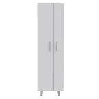Meuble de rangement à deux portes, 4 pieds, 5 étagères, Multicolore / Blanc