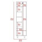 Meuble de rangement à deux portes, 4 pieds, 5 étagères, Multicolore / Blanc