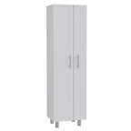Meuble de rangement à deux portes, 4 pieds, 5 étagères, Multicolore / Blanc