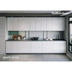 Ensemble de meubles bas de cuisine blanc laqué brillant, 396 cm de large (390 cm x 60 cm)