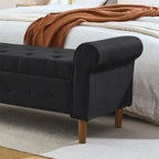 Banc de rangement capitonné en lin gris/noir, 2 places