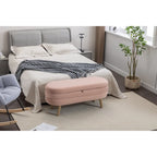 Banc de rangement en velours avec pieds en bois pour salon et chambre à coucher