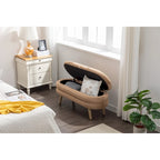 Banc de rangement en velours avec pieds en bois pour salon et chambre à coucher
