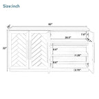 Bahut 4 portes grand espace de rangement Meuble de rangement avec étagères réglables et poignées argentées pour cuisine