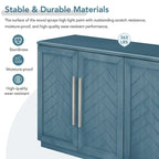 Bahut 4 portes grand espace de rangement Meuble de rangement avec étagères réglables et poignées argentées pour cuisine