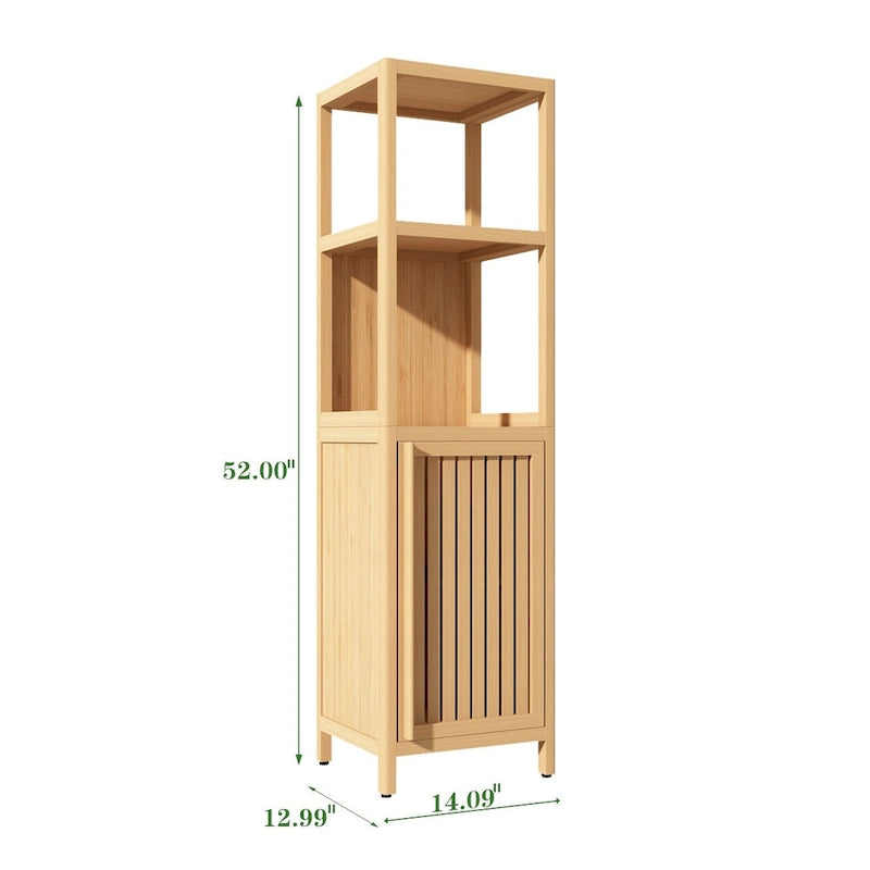 Tour de rangement en bambou bois de cerisier, sur pied, simple