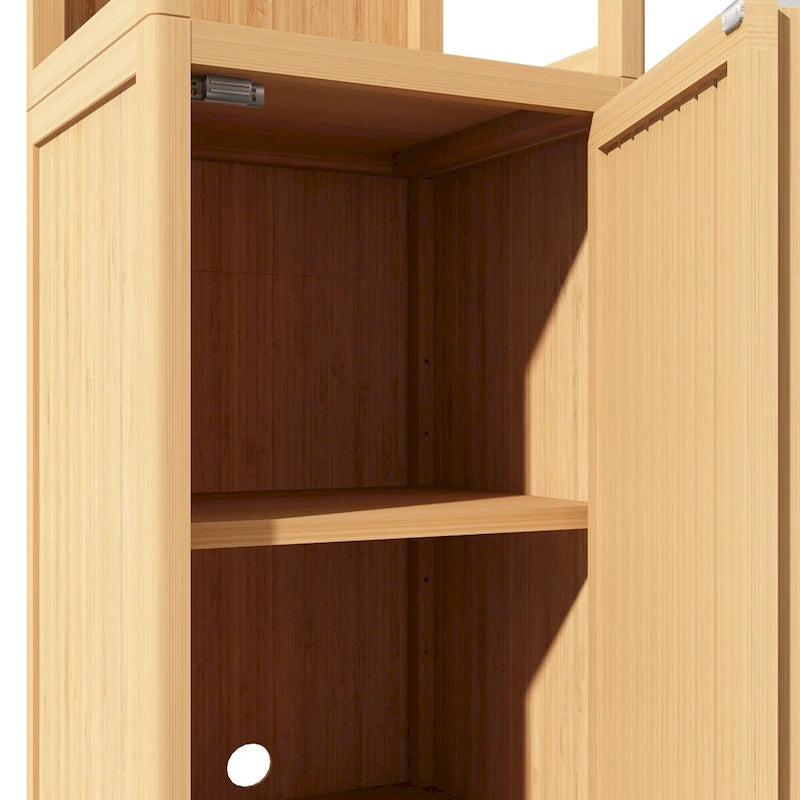 Tour de rangement en bambou bois de cerisier, sur pied, simple