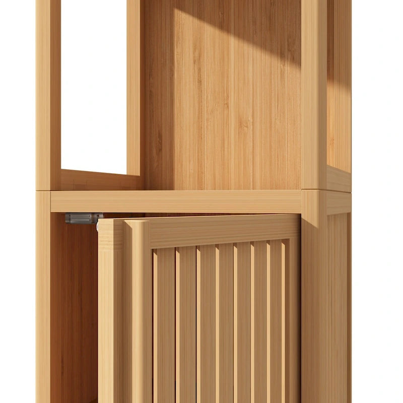 Tour de rangement en bambou bois de cerisier, sur pied, simple