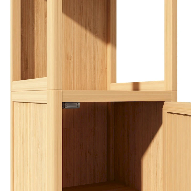 Tour de rangement en bambou bois de cerisier, sur pied, simple