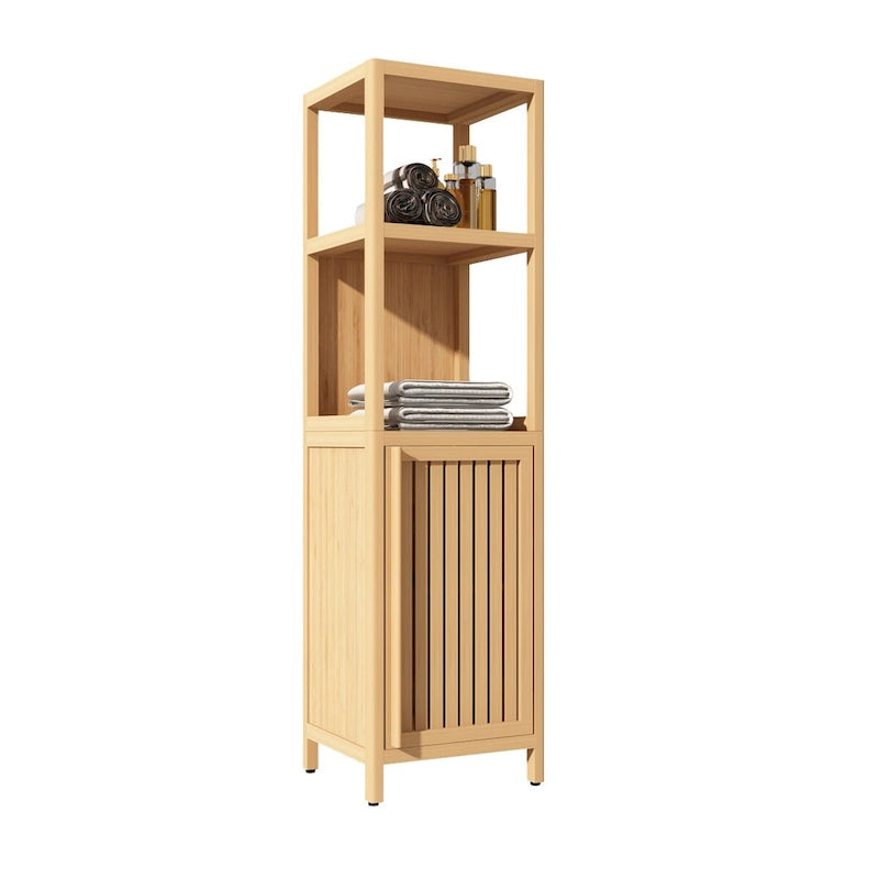 Tour de rangement en bambou bois de cerisier, sur pied, simple