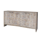 Buffet en bois cannelé à 4 portes, noyer/noir, pour 1