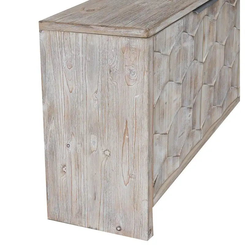 Buffet en bois cannelé à 4 portes, noyer/noir, pour 1