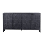 Buffet en bois cannelé à 4 portes, noyer/noir, pour 1