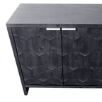 Buffet en bois cannelé à 4 portes, noyer/noir, pour 1