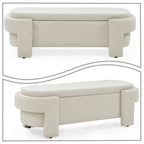 Banc de rangement capitonné blanc / gris / beige, plateau relevable, 1 place