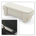 Banc de rangement capitonné blanc / gris / beige, plateau relevable, 1 place