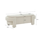 Banc de rangement capitonné blanc / gris / beige, plateau relevable, 1 place