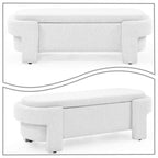 Banc de rangement capitonné blanc / gris / beige, plateau relevable, 1 place