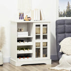 HOMCOM Modern Buffet Cabinet, Kitchen Sideboard with Wine Racks, Sliding Glass Door, Storage Shelves for Living Room