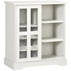 HOMCOM Buffet moderne, buffet de cuisine avec casiers à vin, porte coulissante en verre, étagères de rangement pour salon