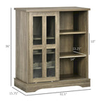HOMCOM Buffet moderne, buffet de cuisine avec casiers à vin, porte coulissante en verre, étagères de rangement pour salon