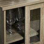 HOMCOM Buffet moderne, buffet de cuisine avec casiers à vin, porte coulissante en verre, étagères de rangement pour salon