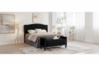 Banc de rangement capitonné en velours noir/gris/beige/marine avec bordure cloutée, 1 à 2 places