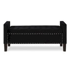 Banc de rangement capitonné en velours noir/gris/beige/marine avec bordure cloutée, 1 à 2 places