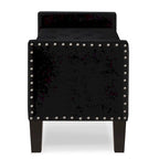 Banc de rangement capitonné en velours noir/gris/beige/marine avec bordure cloutée, 1 à 2 places