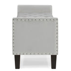 Banc de rangement capitonné en velours noir/gris/beige/marine avec bordure cloutée, 1 à 2 places
