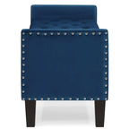 Banc de rangement capitonné en velours noir/gris/beige/marine avec bordure cloutée, 1 à 2 places