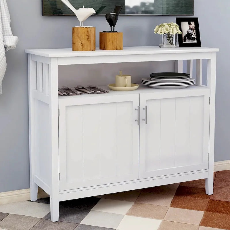 Buffet de rangement 2 portes, blanc/chêne/marron/espresso, MDF E1