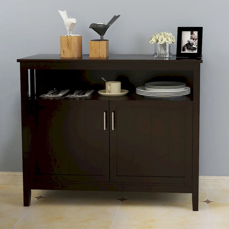 Buffet de rangement 2 portes, blanc/chêne/marron/espresso, MDF E1