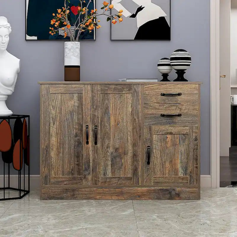 Buffet de rangement 2 portes, blanc/chêne/marron/espresso, MDF E1