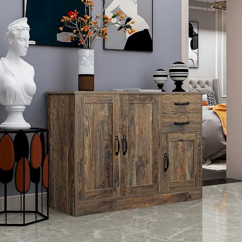 Buffet de rangement 2 portes, blanc/chêne/marron/espresso, MDF E1